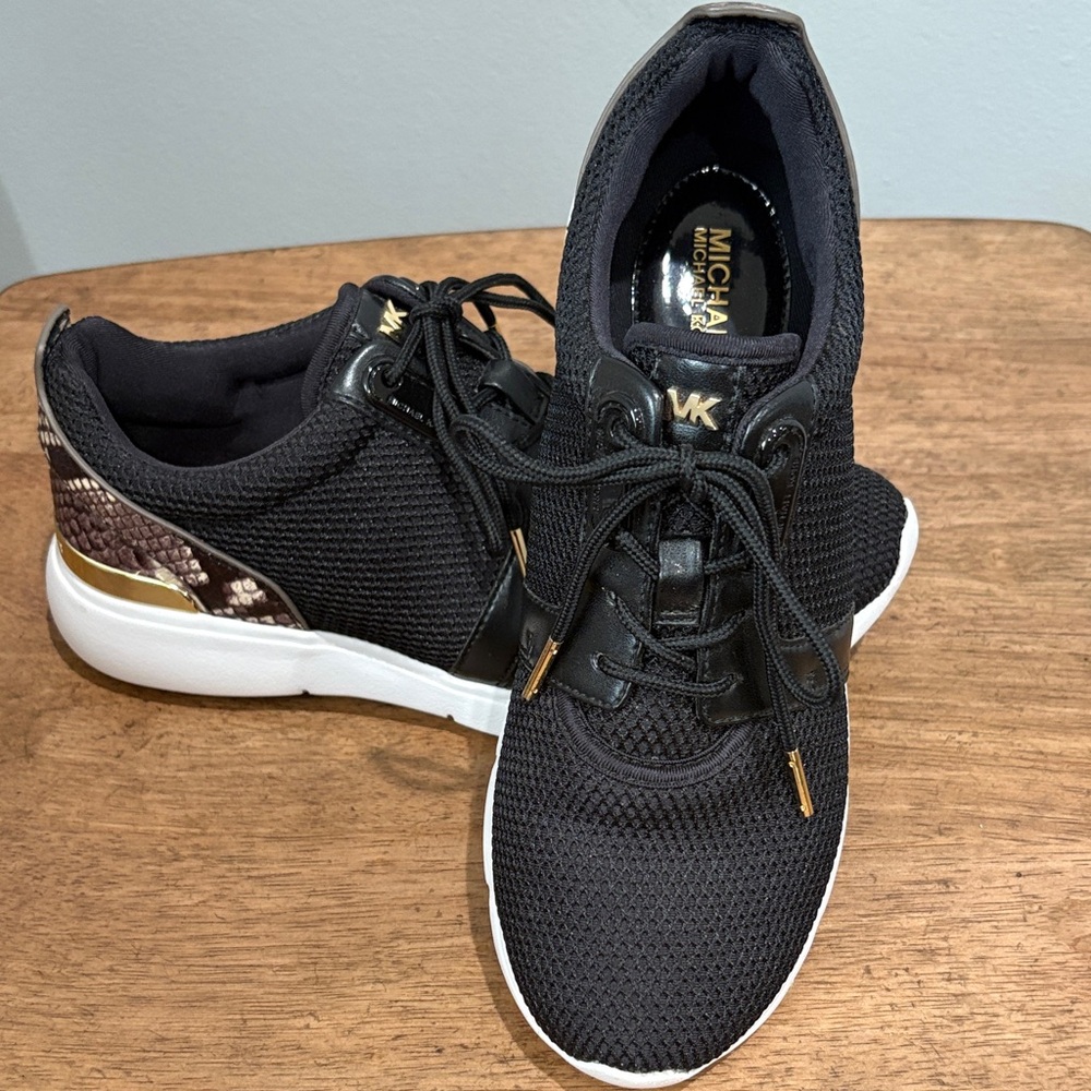 Michael Kors Black and Gold Women's Sneakers